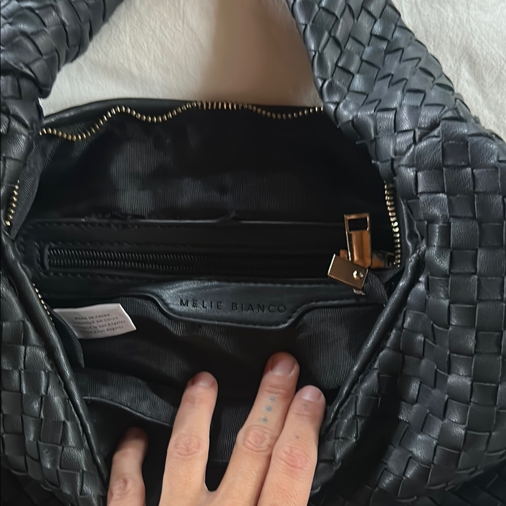 Melie Bianco Black Woven Hobo Bag - Picture 2 of 9